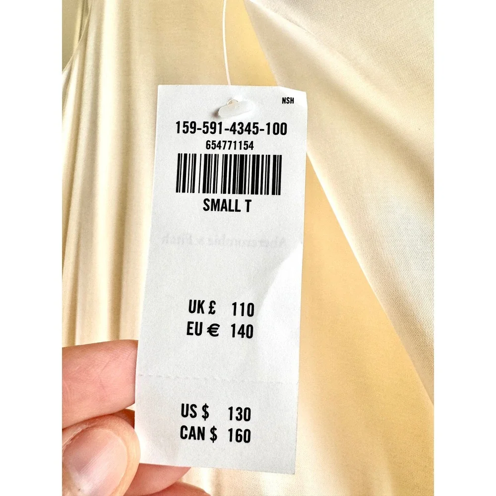 Abercrombie & Fitch One Shoulder Satin Maxi Dress Cream Small Tall ST New